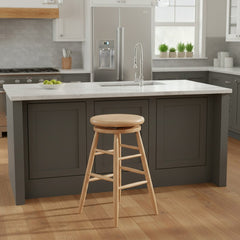 16" Solid Oak Swivel Barstool- Light