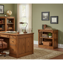 24" x 24" Solid Oak Mission Spindle Bookcases