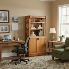 30" x 60" Mission Spindle Bookcase w/ Bottom Doors