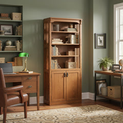 30" x 72" Mission Spindle Bookcase w/ Bottom Doors