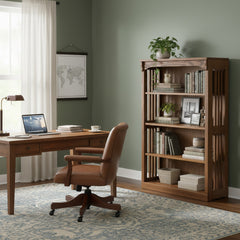 36" x 48" Solid Oak Mission Spindle Bookcases