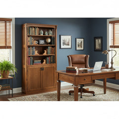 36" x 72" x 12" Solid Oak Mission Spindle Bookcases