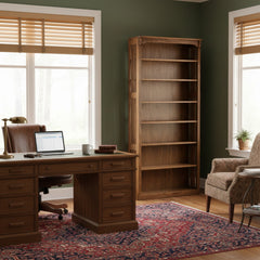 36" x 84" Solid Oak Mission Spindle Bookcases