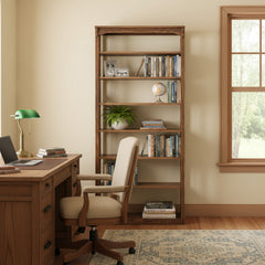 36" x 84" Solid Oak Mission Spindle Bookcases
