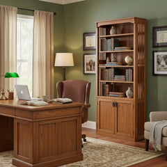 36" x 84" x 12" Solid Oak Mission Spindle Bookcases