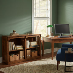 48" x 30" x 12" Solid Oak Mission Spindle Bookcase