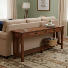 72" Mission Spindle Sofa Table w/ 2 Drawers