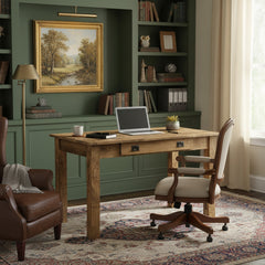 Amish Heavy 3" Legs Desk, Brown Maple Jacobean