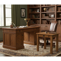 Amish Heavy 3" Legs Desk, Character Quarter Sawn Oak