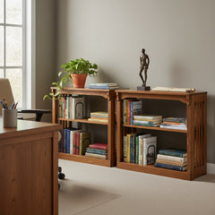 36" x 30" Solid Oak Mission Spindle Bookcases