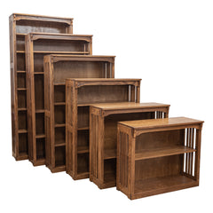 36" x 84" Solid Oak Mission Spindle Bookcases