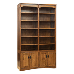 48" x 84" Solid Oak Mission Spindle Bookcases W/ Doors