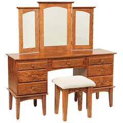 56" Shaker Dressing Table w/Trifold Mirror