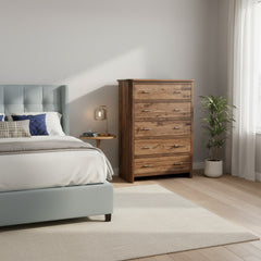 Brown Maple 5-Drawer Cunningham Chest