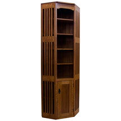 Amish Mission Corner Spindle Bookcase w/ Door