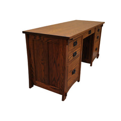 60" x 24" Mission Amish Seven Drawer Desk