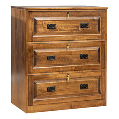 Traditional 3-Drawer Brown Maple Lateral File Cabinet