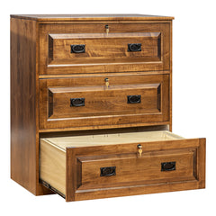 Traditional 3-Drawer Brown Maple Lateral File Cabinet
