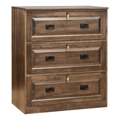 Traditional 3-Drawer Brown Maple Lateral File Cabinet