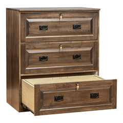 Traditional 3-Drawer Brown Maple Lateral File Cabinet