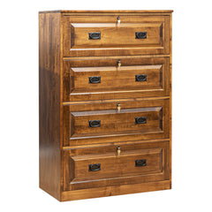 Traditional 4-Drawer Brown Maple Lateral File Cabinet