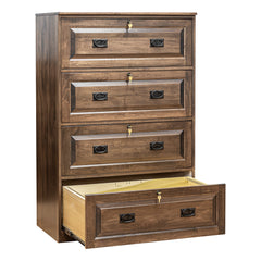 Traditional 4-Drawer Brown Maple Lateral File Cabinet