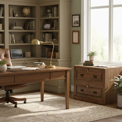 Traditional 2-Drawer Brown Maple Lateral File Cabinet