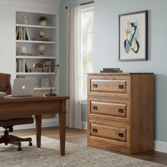 Traditional 3-Drawer Brown Maple Lateral File Cabinet