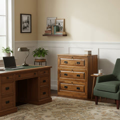 Traditional 3-Drawer Brown Maple Lateral File Cabinet