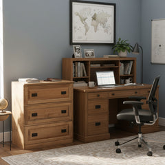 Traditional 3-Drawer Brown Maple Lateral File Cabinet