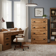 Traditional 4-Drawer Brown Maple Lateral File Cabinet