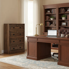 Traditional 4-Drawer Brown Maple Lateral File Cabinet