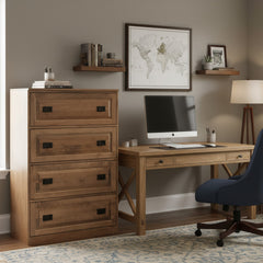 Traditional 4-Drawer Brown Maple Lateral File Cabinet