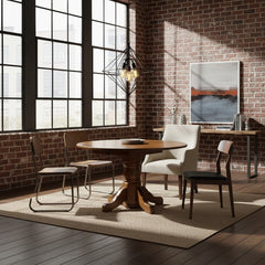Walnut 48" Round Dining Table w/ Drop Leaf