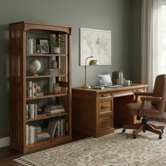 30" x 60" Solid Oak Mission Spindle Bookcases