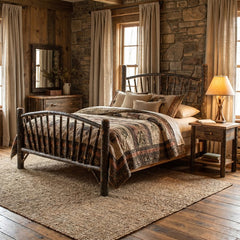 Amish Sunburst Hickory King Bed