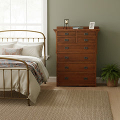 Arts & Crafts 8 Drawer Oak Chest