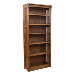 30" x 72" Solid Oak Mission Spindle Bookcase