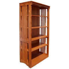 36" x 72" x 18" Solid Oak Mission Spindle Bookcase