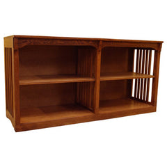 60" x 30" x 18" Solid Oak Mission Spindle Bookcase