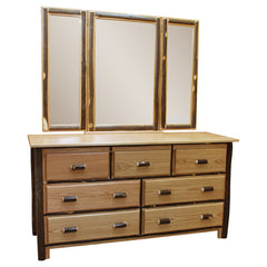 Hickory 7-Drawer Dresser w/ Mirror