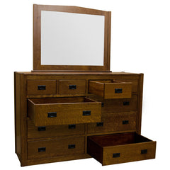66" Amish Mission Pyramid 10-Drawer Dresser