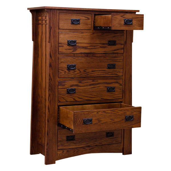 7 Drawer Bungalow Chest- Red Oak, 1/4 White Oak