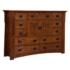 Amish Mission Bungalow 11-Drawer Dresser w/ Doors
