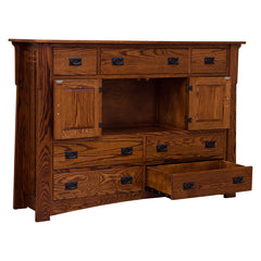 Amish Mission Bungalow 11-Drawer Dresser w/ Doors