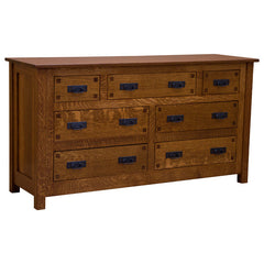62" Amish Mission 7-Drawer Dresser w/ Inlays