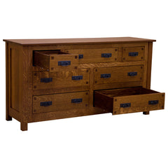 62" Amish Mission 7-Drawer Dresser w/ Inlays