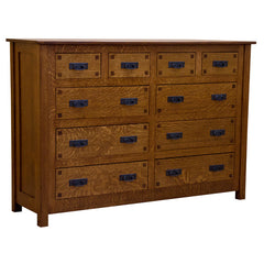 64" Amish Mission 10-Drawer Dresser w/ Inlays