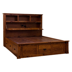 Dutch Bookcase Bed w/ Drawers- Cherry