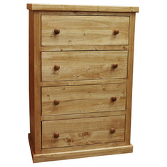Traditional Poplar 4-Drawer Chest, Light finish